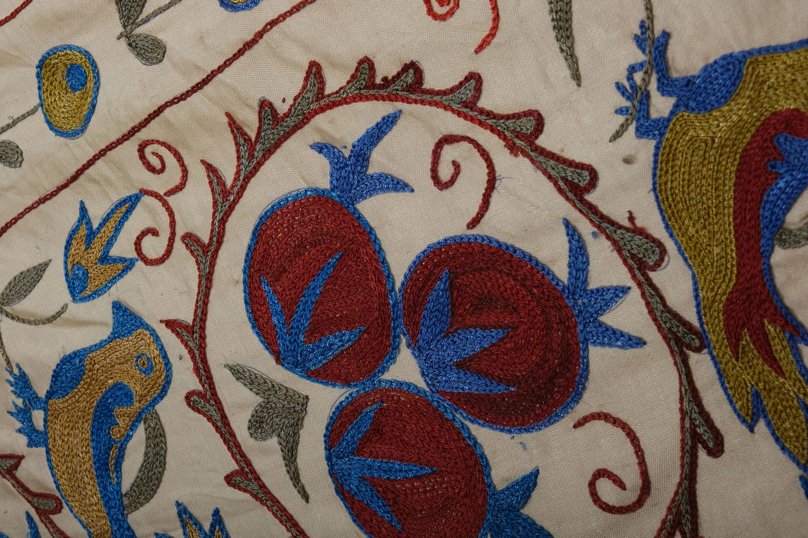 Bird Pictorial Suzani Table Runner 1'9'' X 6'2'' - 7