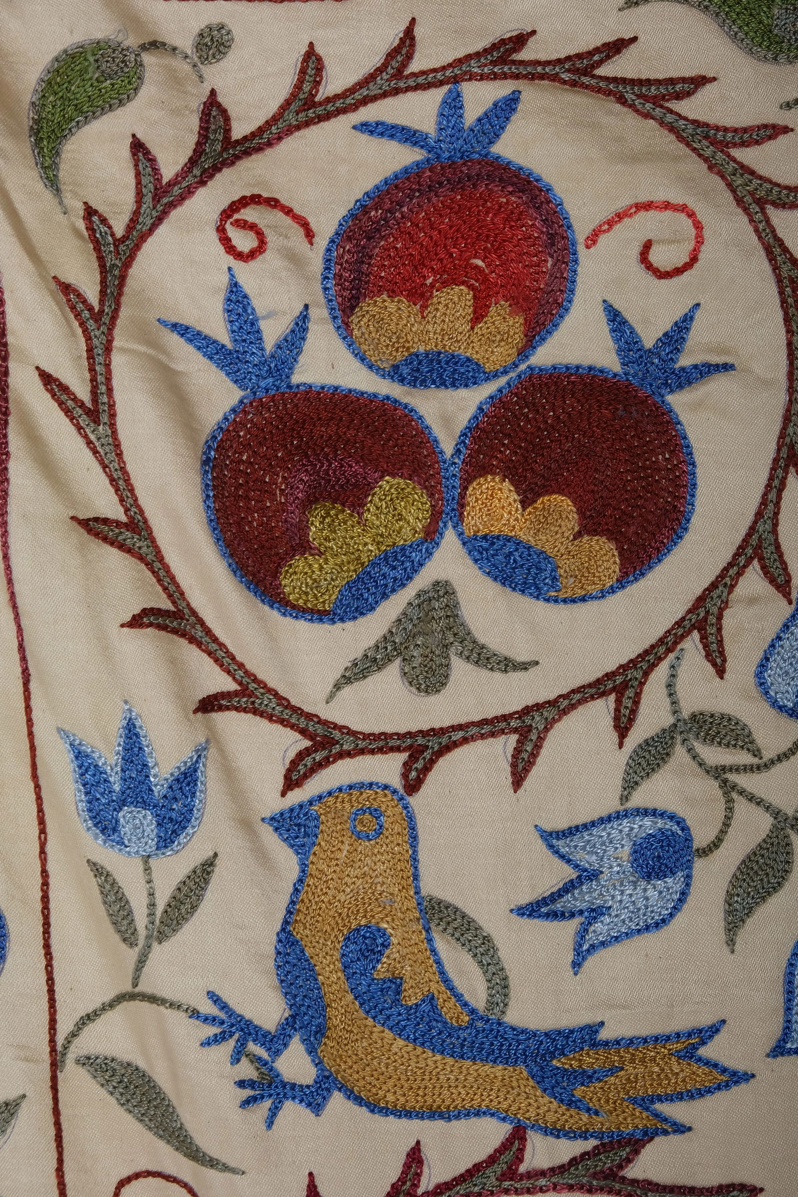 Bird Pictorial Suzani Table Runner 1'9'' X 6'2'' - 8