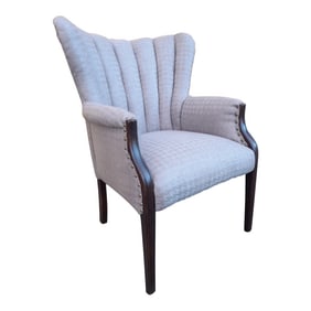 1920s Restored and Recovered Queen Ann Channel Wing Back Chair