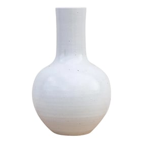 Very Tall White Glazed Asian Vase