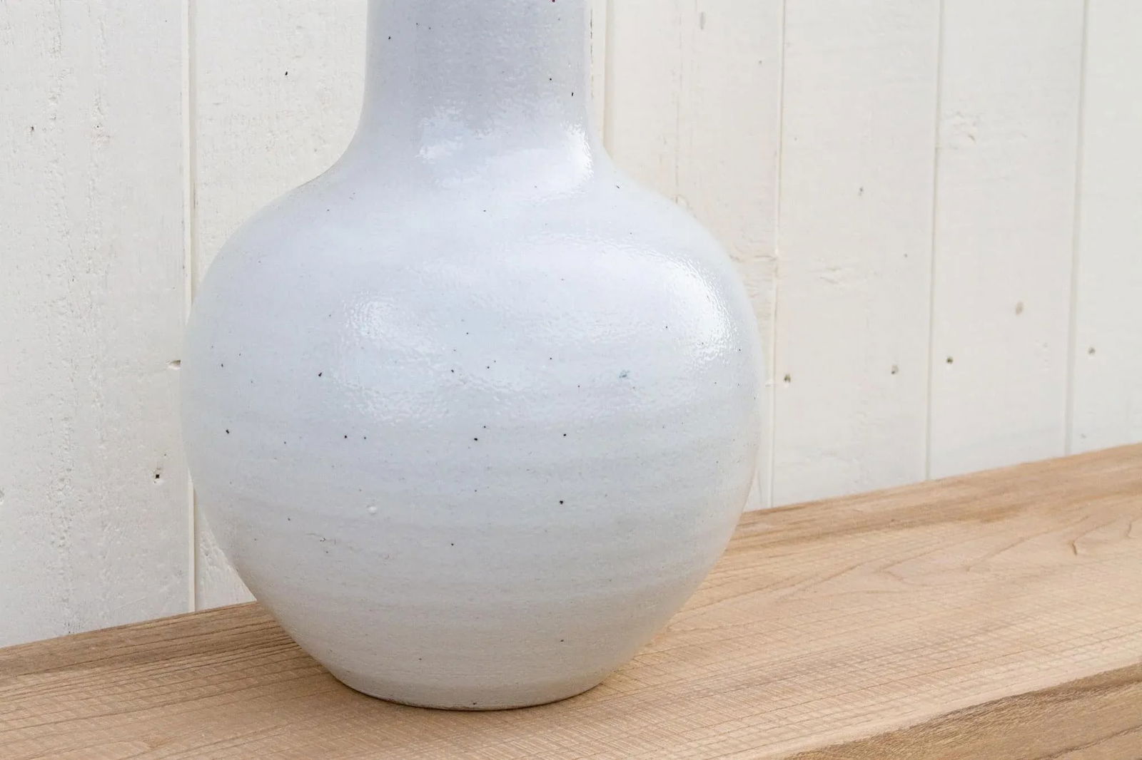 Very Tall White Glazed Asian Vase - 6