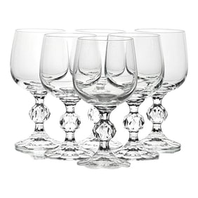 Claudia Crystal Wine Glasses Blown Glass 5.75" H Set of 6 Poland