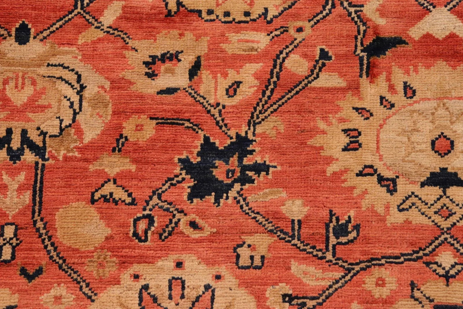 1990s Boho Chic Ziegler Red Blue Hand-Knotted Wool Rug - 10'1'' X 13'2'' - 3