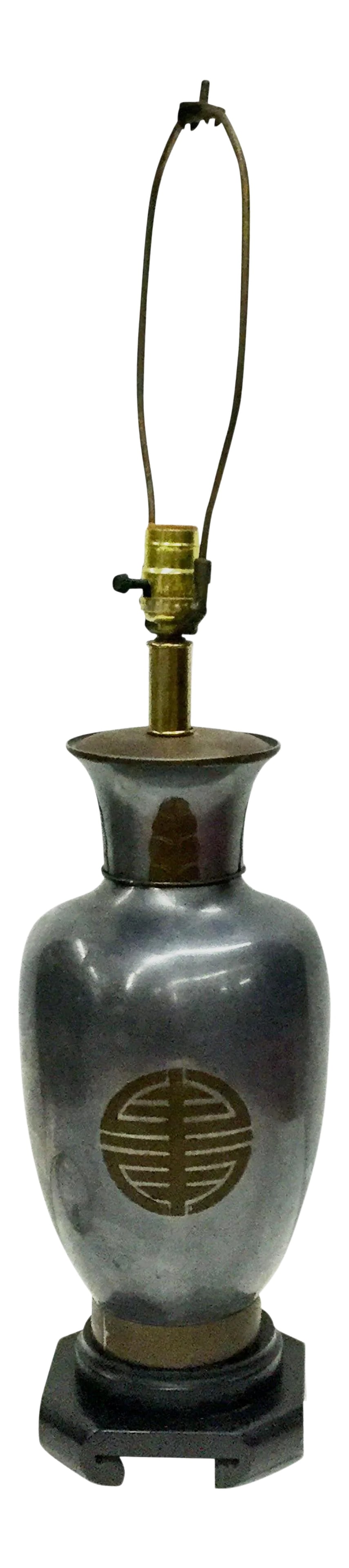 1960s Large Frederick Cooper Pewter Brutalist Table Lamp: A stunning statement lamp by "Frederick Cooper". Priced to sell due to a small dent on the back of the lamp. Did not try to fix it. Will leave that up to you. The lamp is in perfect working condition