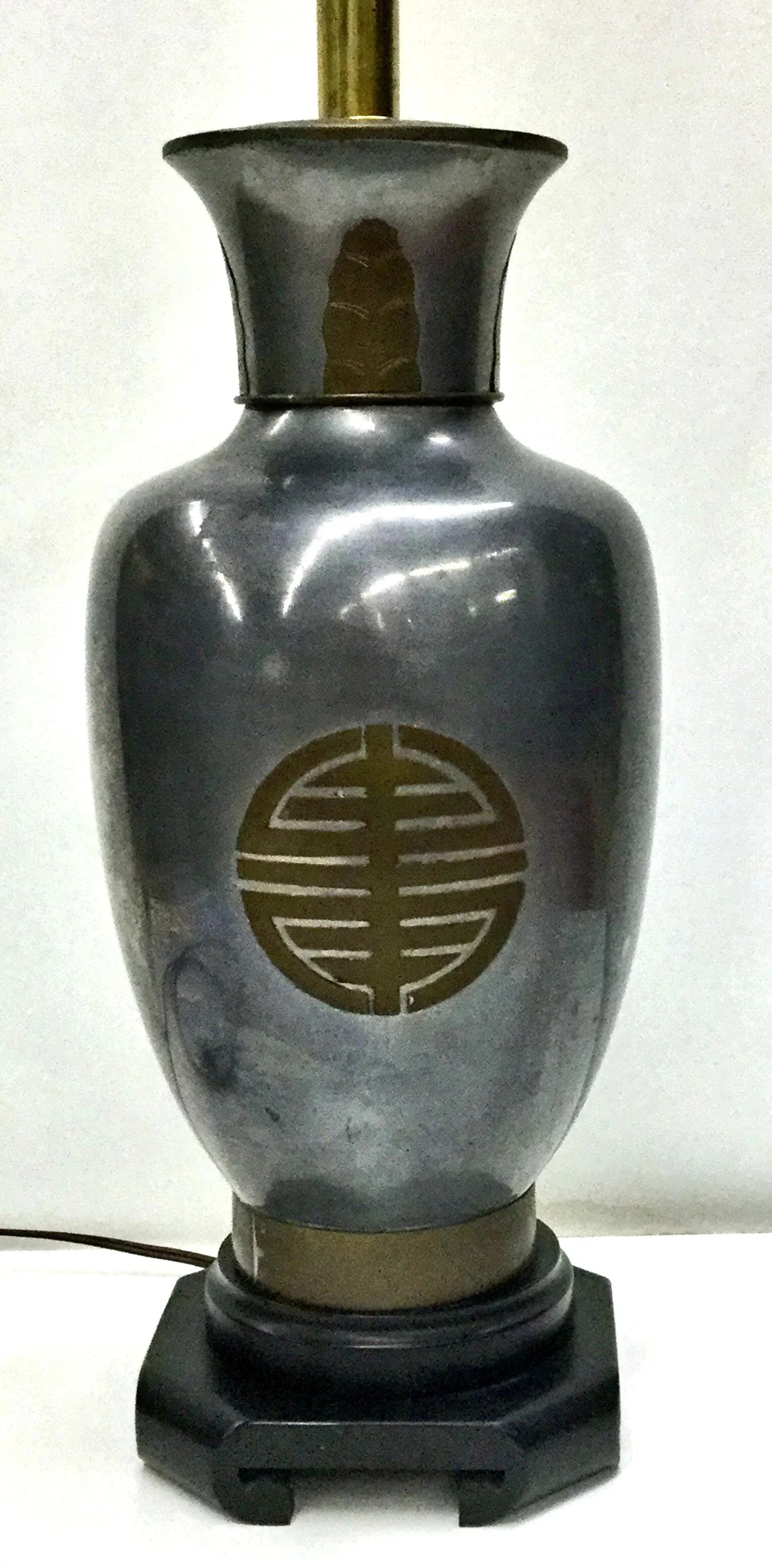 1960s Large Frederick Cooper Pewter Brutalist Table Lamp - 2