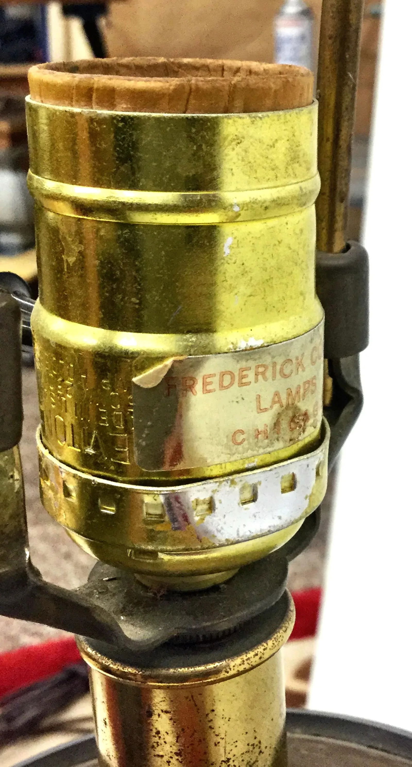 1960s Large Frederick Cooper Pewter Brutalist Table Lamp - 7