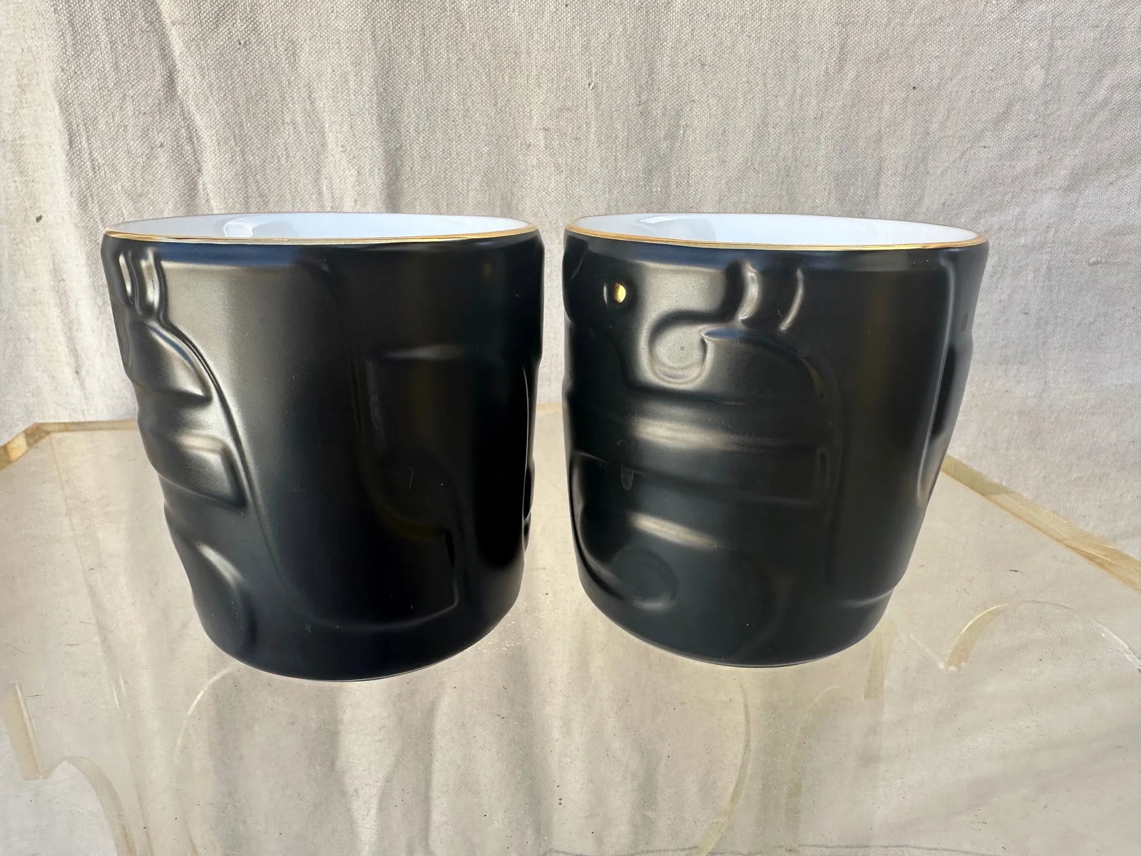 Pair of National Palace Museum Black Mugs - 2