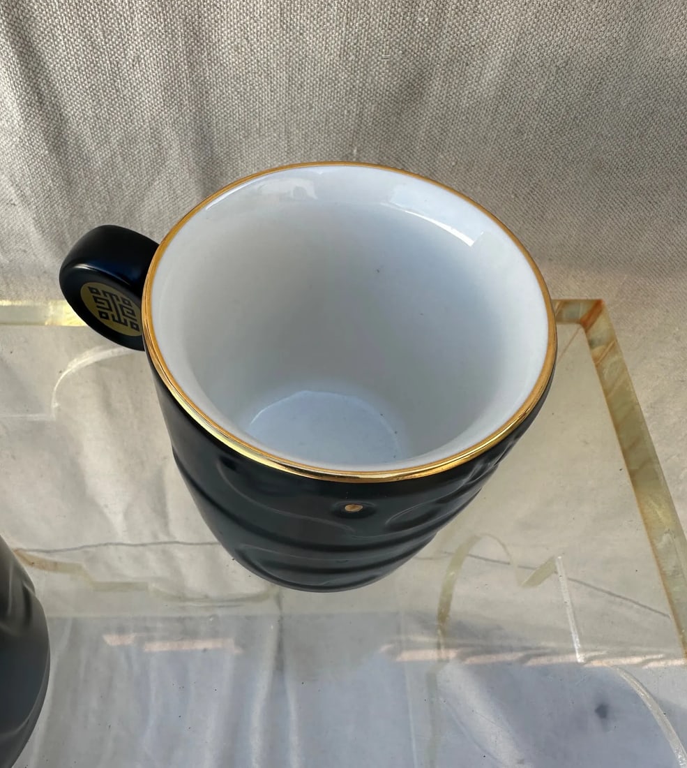 Pair of National Palace Museum Black Mugs - 4