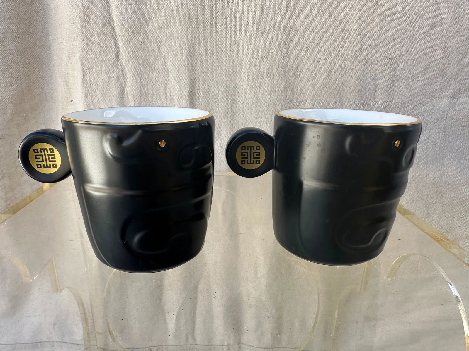 Pair of National Palace Museum Black Mugs - 7