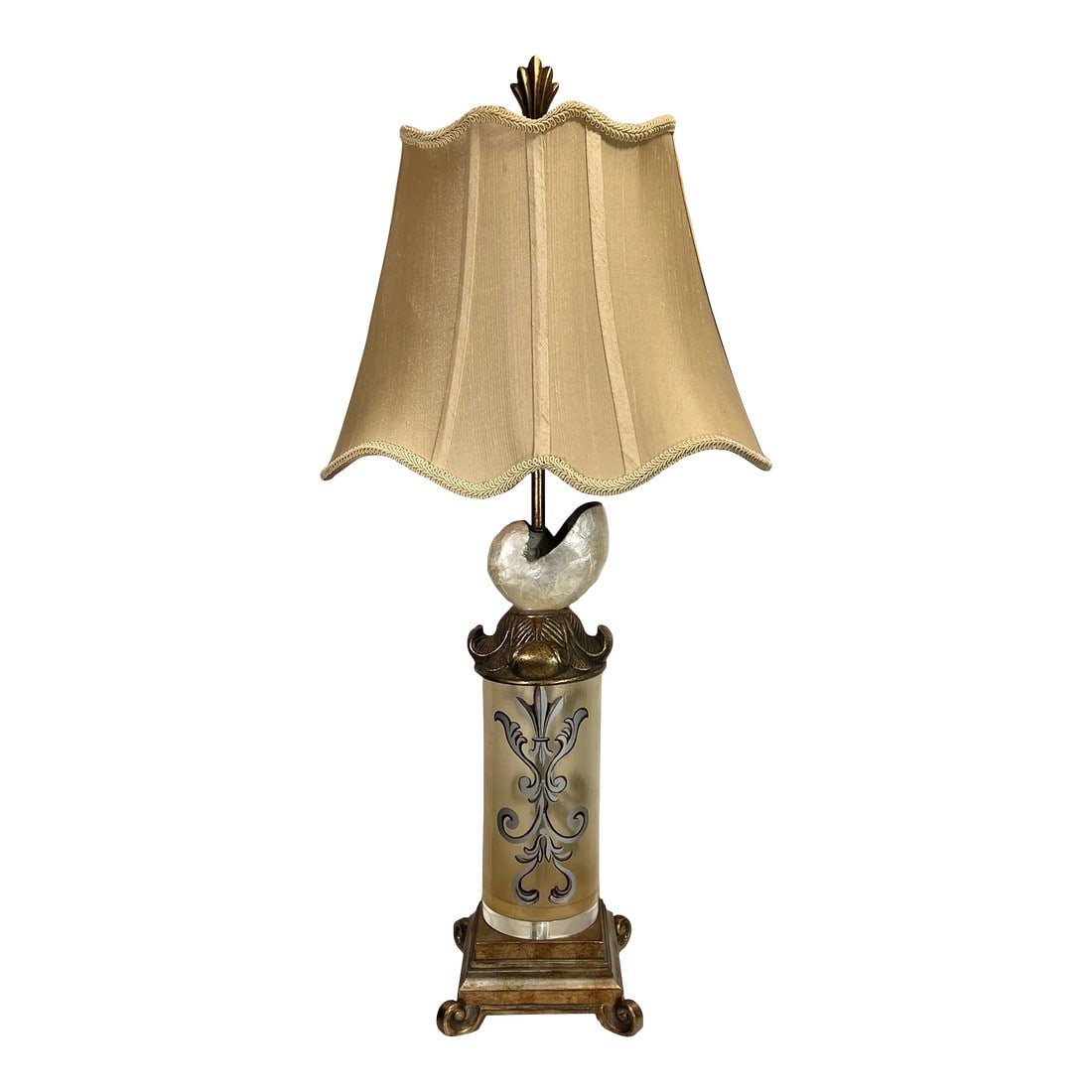 Vintage Palm Beach Regency Gilt Nautilus Seashell Column Table Lamp (1 of 12)