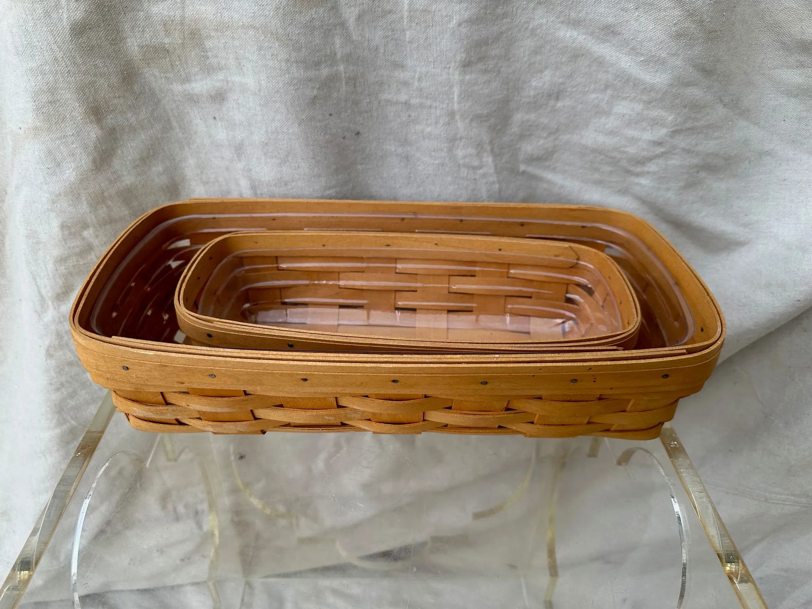 Vintage Longaberger Handwoven Rectangle Basket-A Pair - 3