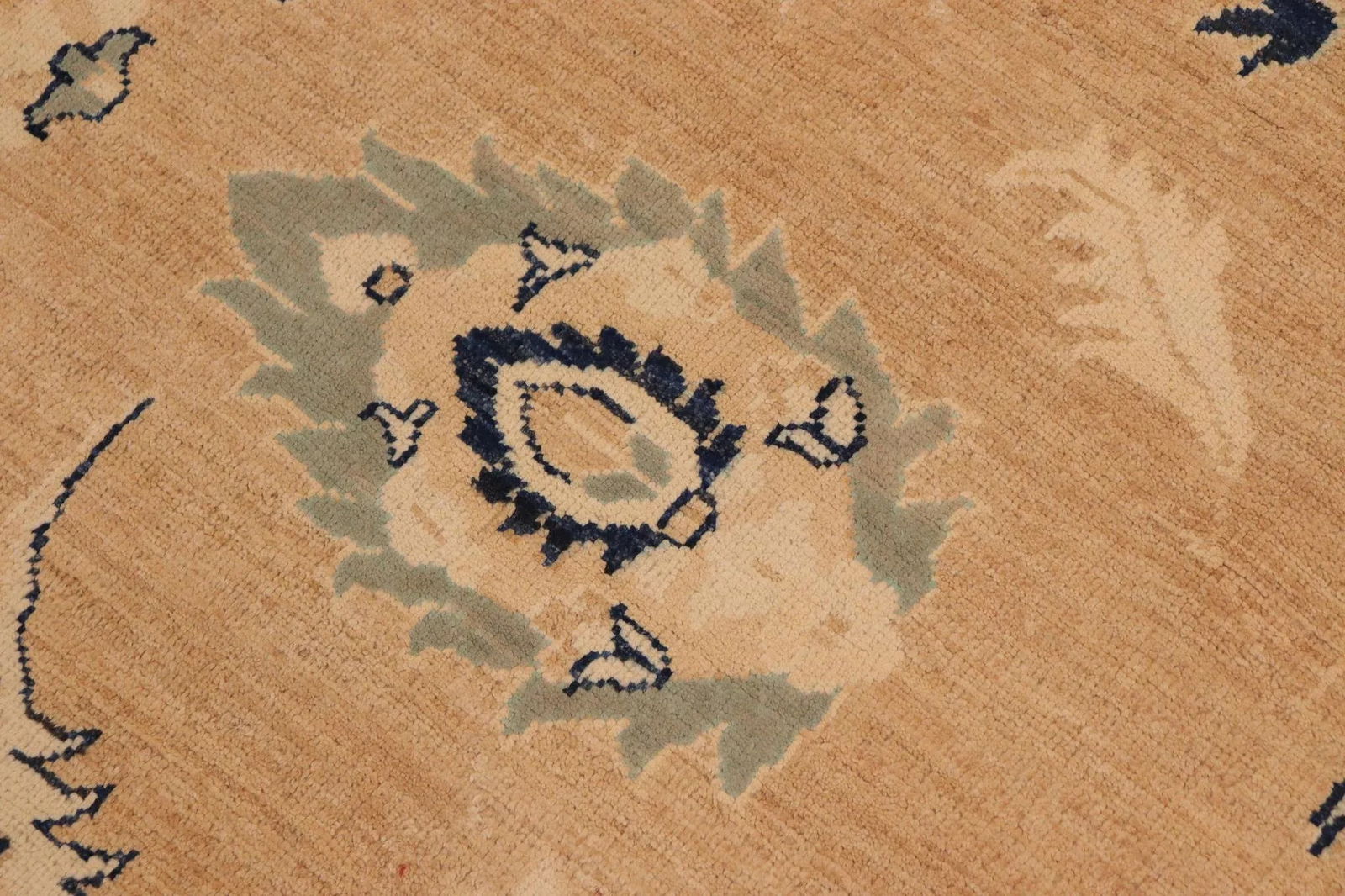 1990s Classic Ziegler Brown Blue Hand-Knotted Wool Rug - 10'0'' X 13'9'' - 3