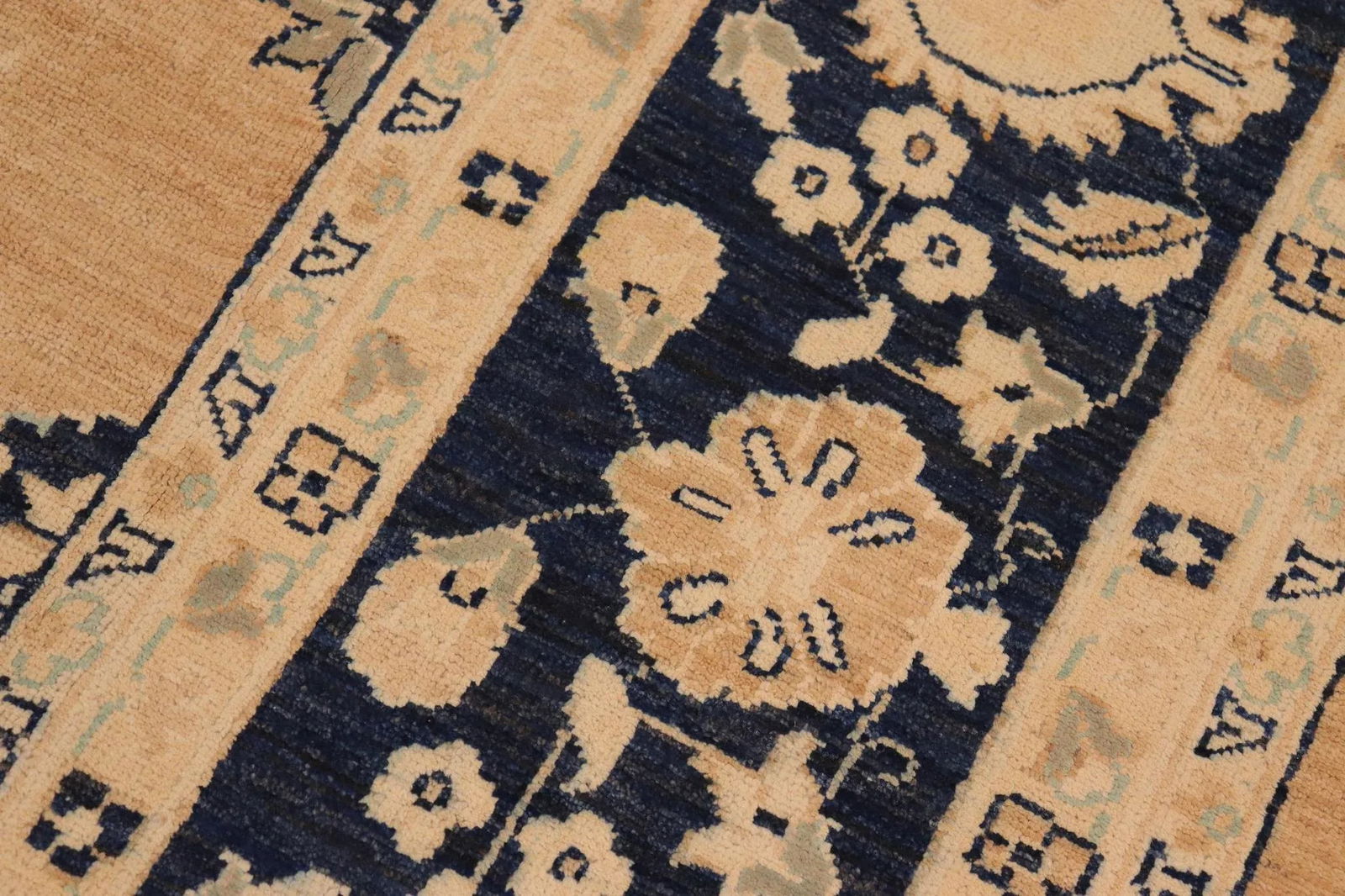 1990s Classic Ziegler Brown Blue Hand-Knotted Wool Rug - 10'0'' X 13'9'' - 5