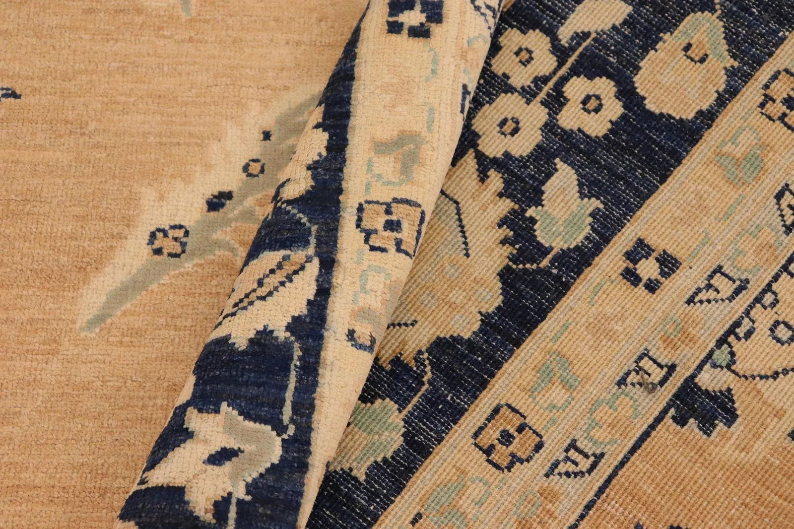 1990s Classic Ziegler Brown Blue Hand-Knotted Wool Rug - 10'0'' X 13'9'' - 8