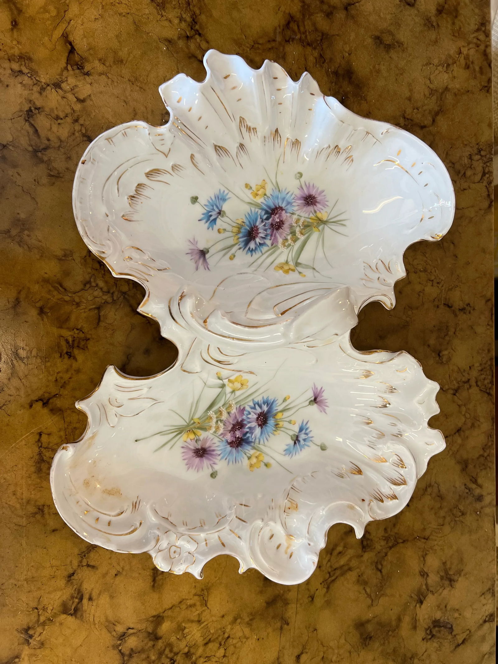 Late 19th Century Carl Tielsch Ct German Porcelain Double Sided Floral Dish With Handle - 3
