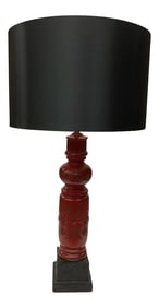 Vintage Redwood Ceramic Table Lamp With New Shade