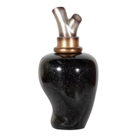 Contemporary Glass Jar With Lid - Ebony/Silver