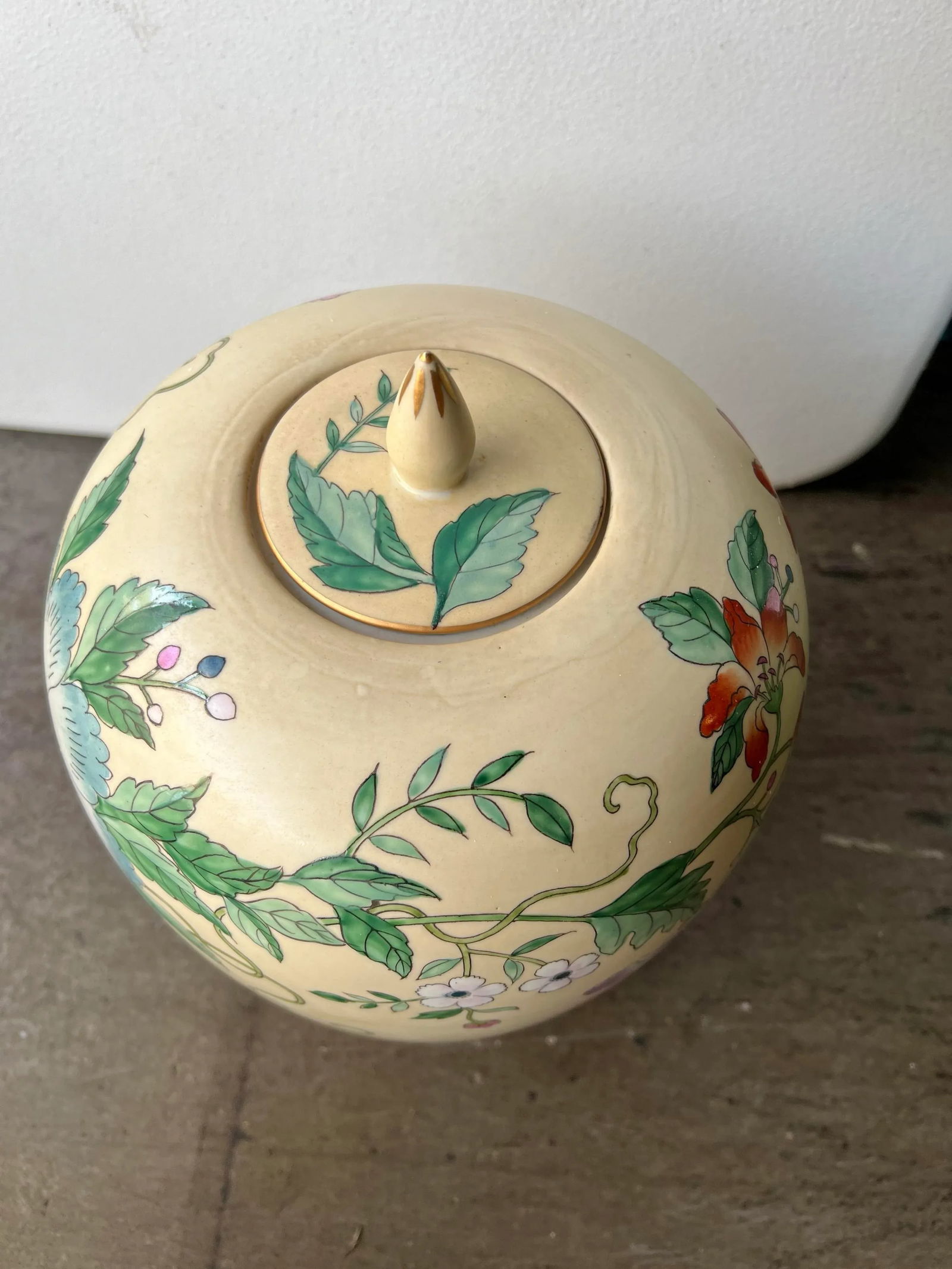 Vintage Chinoiserie Floral Ginger Jar With Lid - 7