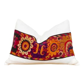 Jouri Antique Uzbek Suzani Linen Pillow