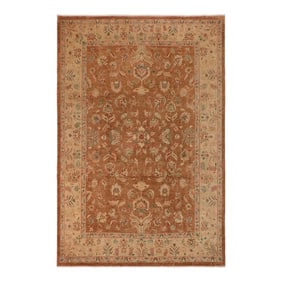 1990s Bohemien Ziegler Brown Tan Hand-Knotted Wool Rug - 9'11'' X 13'5''