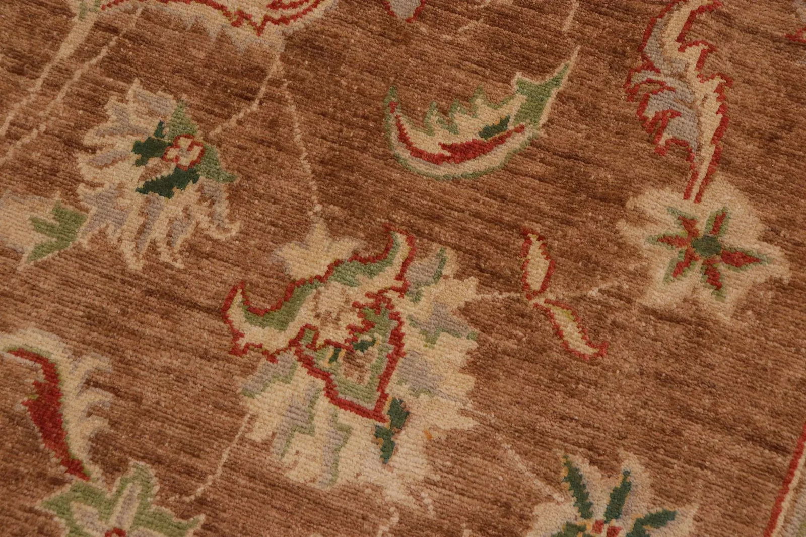 1990s Bohemien Ziegler Brown Tan Hand-Knotted Wool Rug - 9'11'' X 13'5'' - 7