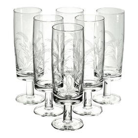Italian Dessert Flute Glasses Wheat Stems Set of 6