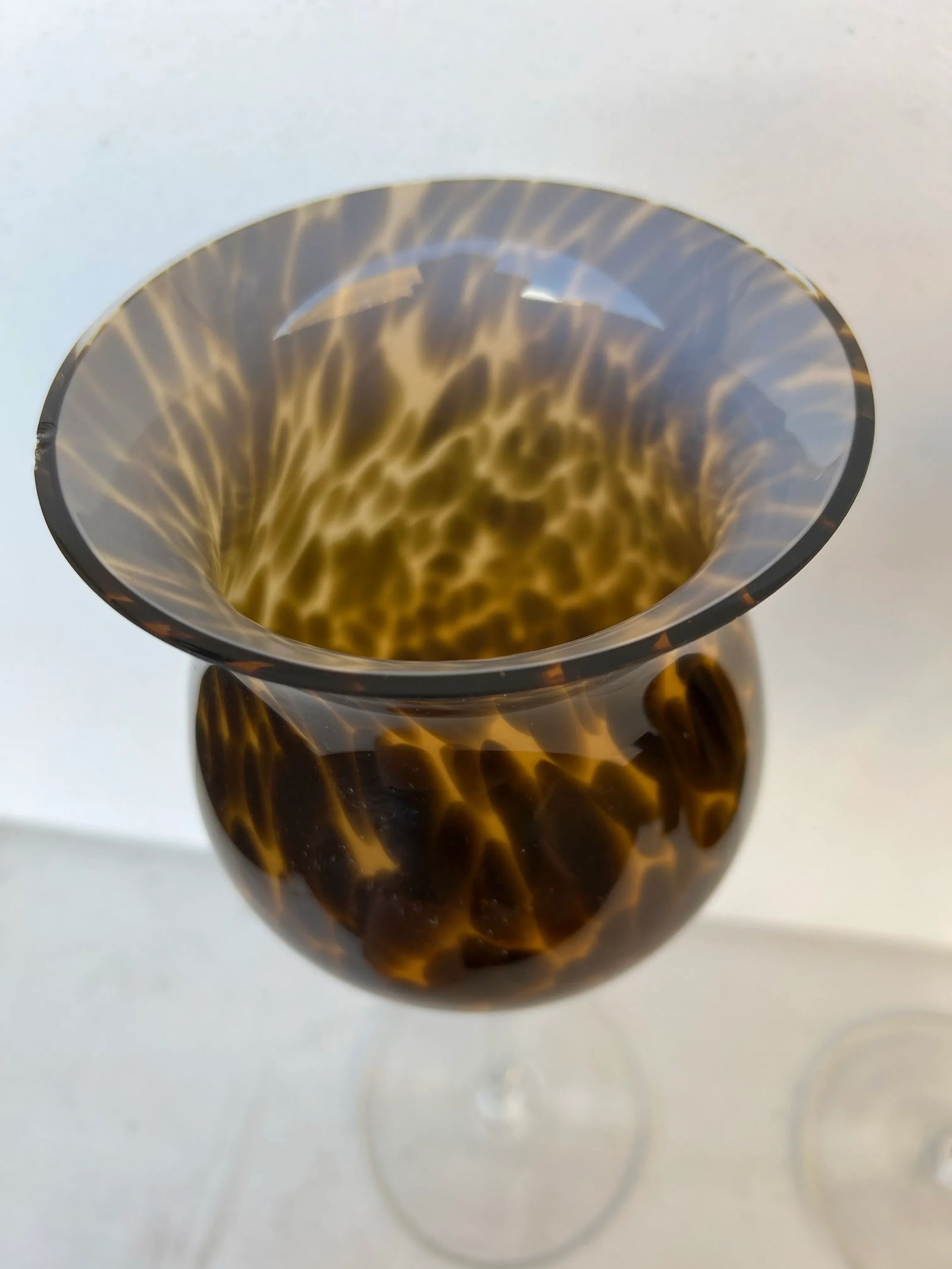 Vintage Decorative Stemmed Fluted Glass -Tortoise Color - A Pair - 4