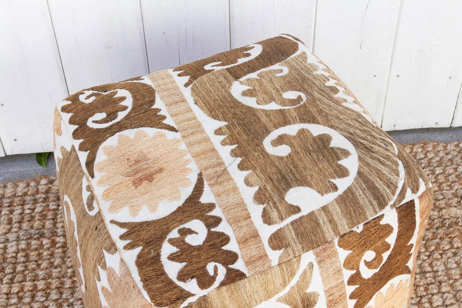 Karkara Antique Suzani Cube Ottoman - 5