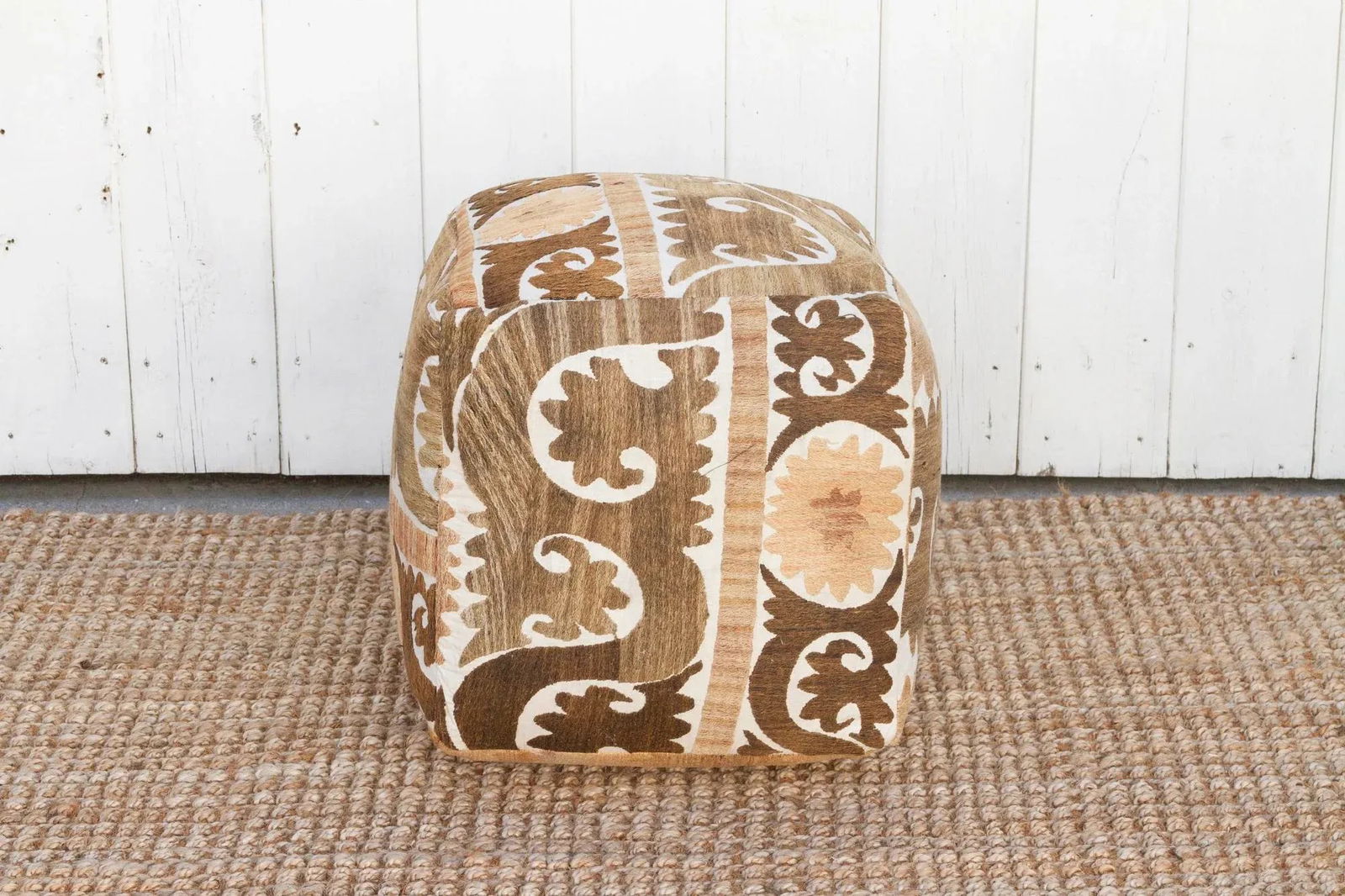 Karkara Antique Suzani Cube Ottoman - 6