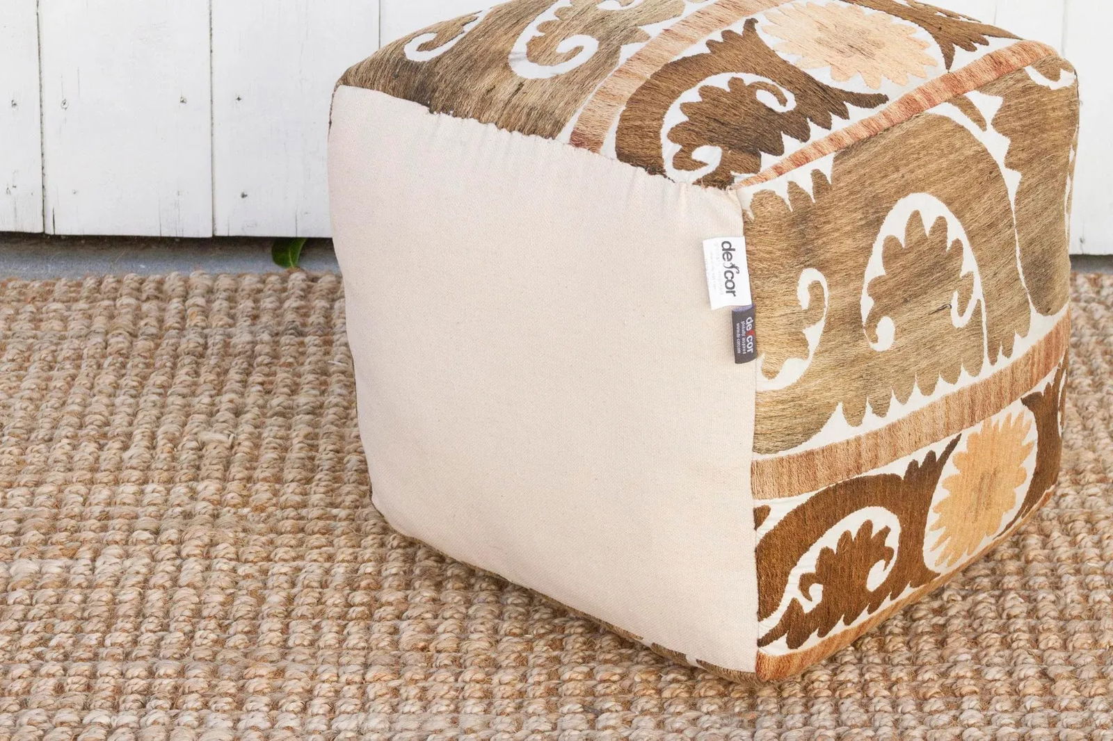 Karkara Antique Suzani Cube Ottoman - 7