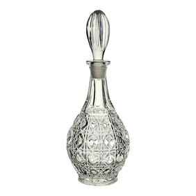 Cane Molded Clear Glass Crystal Decanter Poland