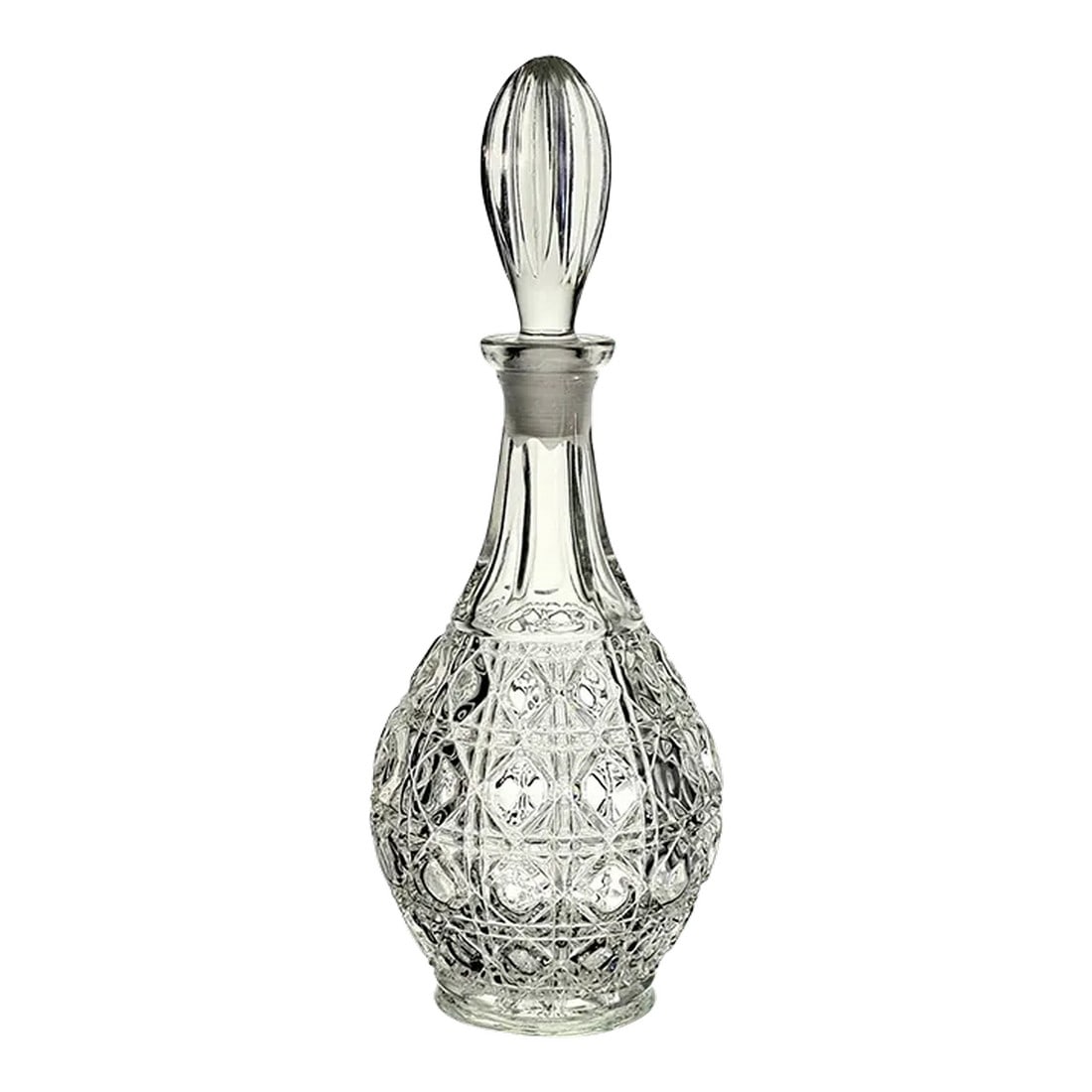 Cane Molded Clear Glass Crystal Decanter Poland (1 of 10)