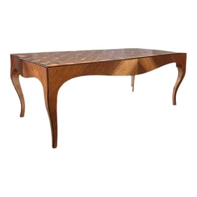 French Louis XV Style Walnut and Fruitwood Parquetry Coffee Table