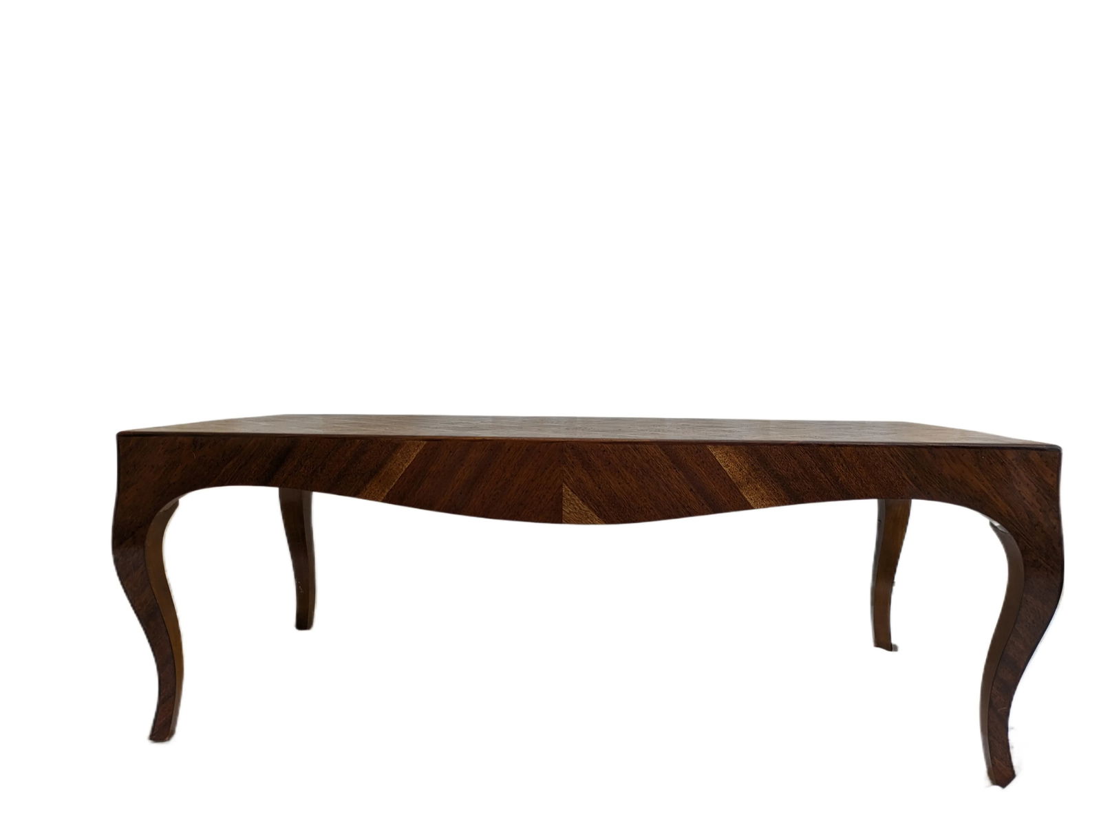 French Louis XV Style Walnut and Fruitwood Parquetry Coffee Table - 6