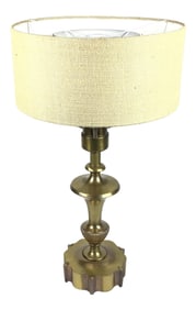 1950s Large Brass Neoclassical Table Lamp With Shade
