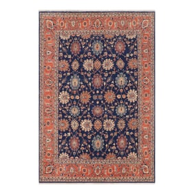Oriental Ziegler Blue Rust Hand-Knotted Wool Rug - 7'8'' X 10'3''