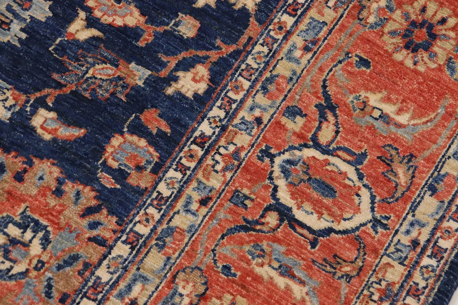 Oriental Ziegler Blue Rust Hand-Knotted Wool Rug - 7'8'' X 10'3'' - 8