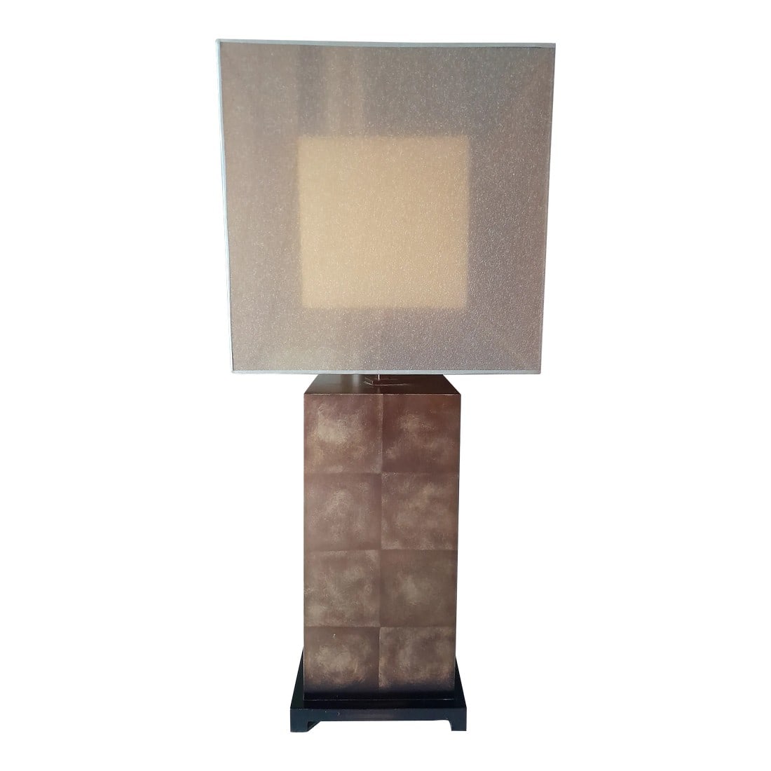 1980s Fine Arts Lamps Asian Modern Tall Table Lamp With Dual Parchment Shade (1 of 10)