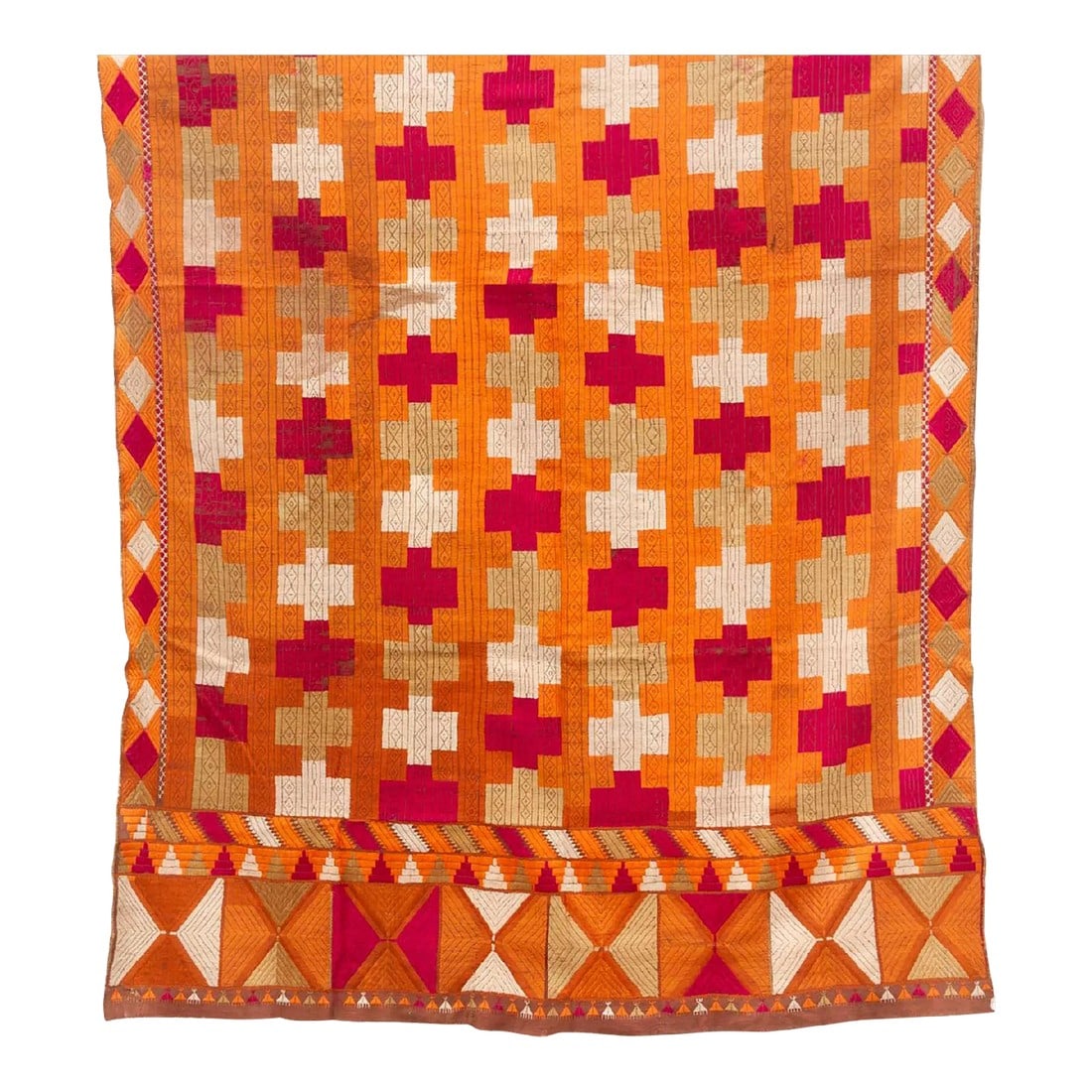 Antique Ceremonial Indian Phulkari Throw