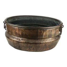 Massive Antique Brass Planter Pot Storage