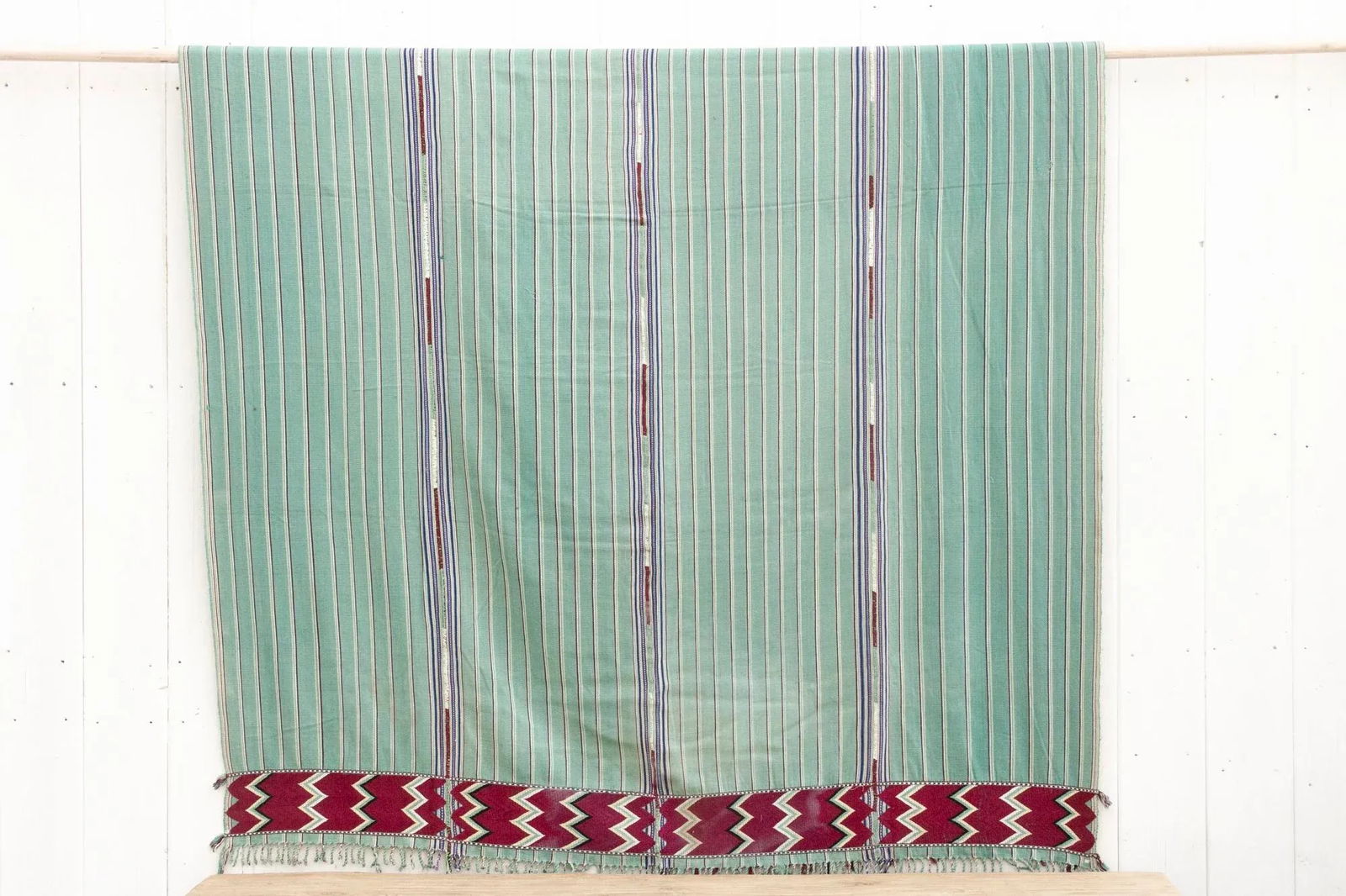 Mid-Century Sea Foam Green Mayan Coverlet - 3