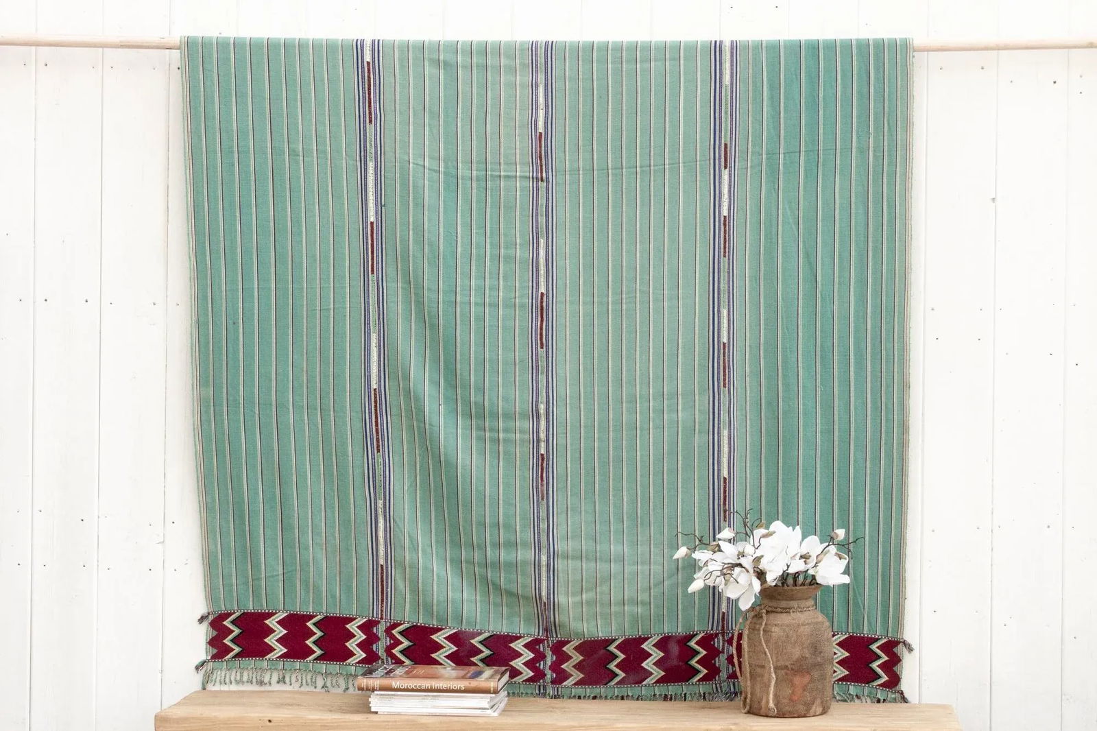 Mid-Century Sea Foam Green Mayan Coverlet - 9