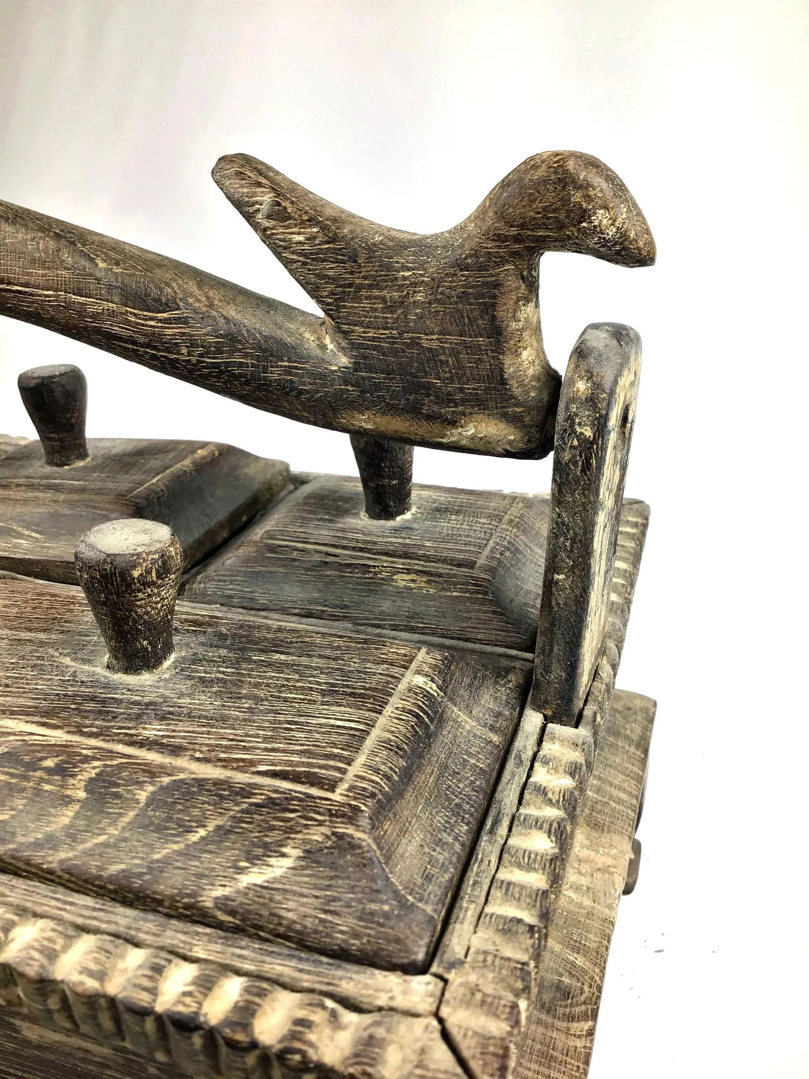 1900s Asian Hand Carved Wood Spice Box - 7