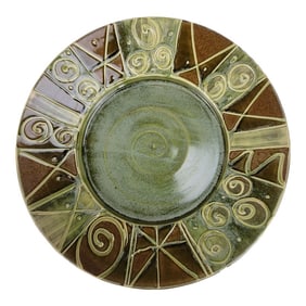 Studio Art Pottery Z-Pots Platter Olive Avocado Green