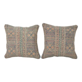Anatolian Tan and Sand Rug Pillow Cover - a Pair