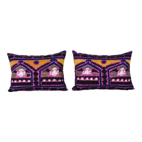 Purple Suzani Pillow Cover - a Pair