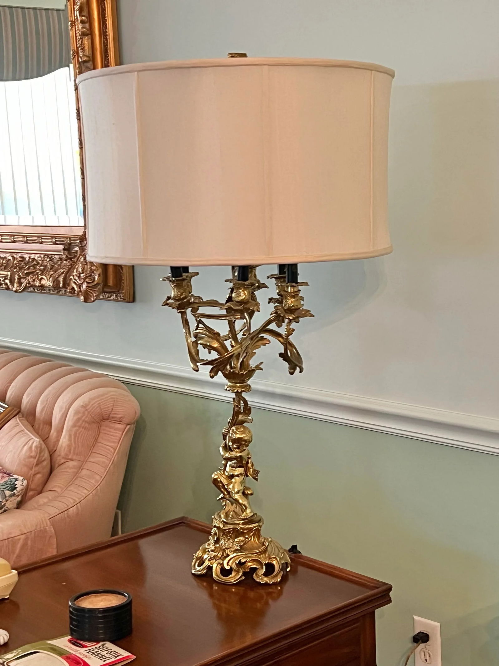 Pair of Mid 20th Century French Gilt Bronze Figural Candelabra - 2