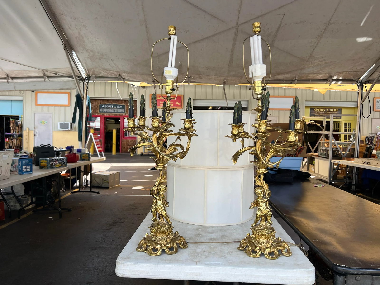 Pair of Mid 20th Century French Gilt Bronze Figural Candelabra - 4
