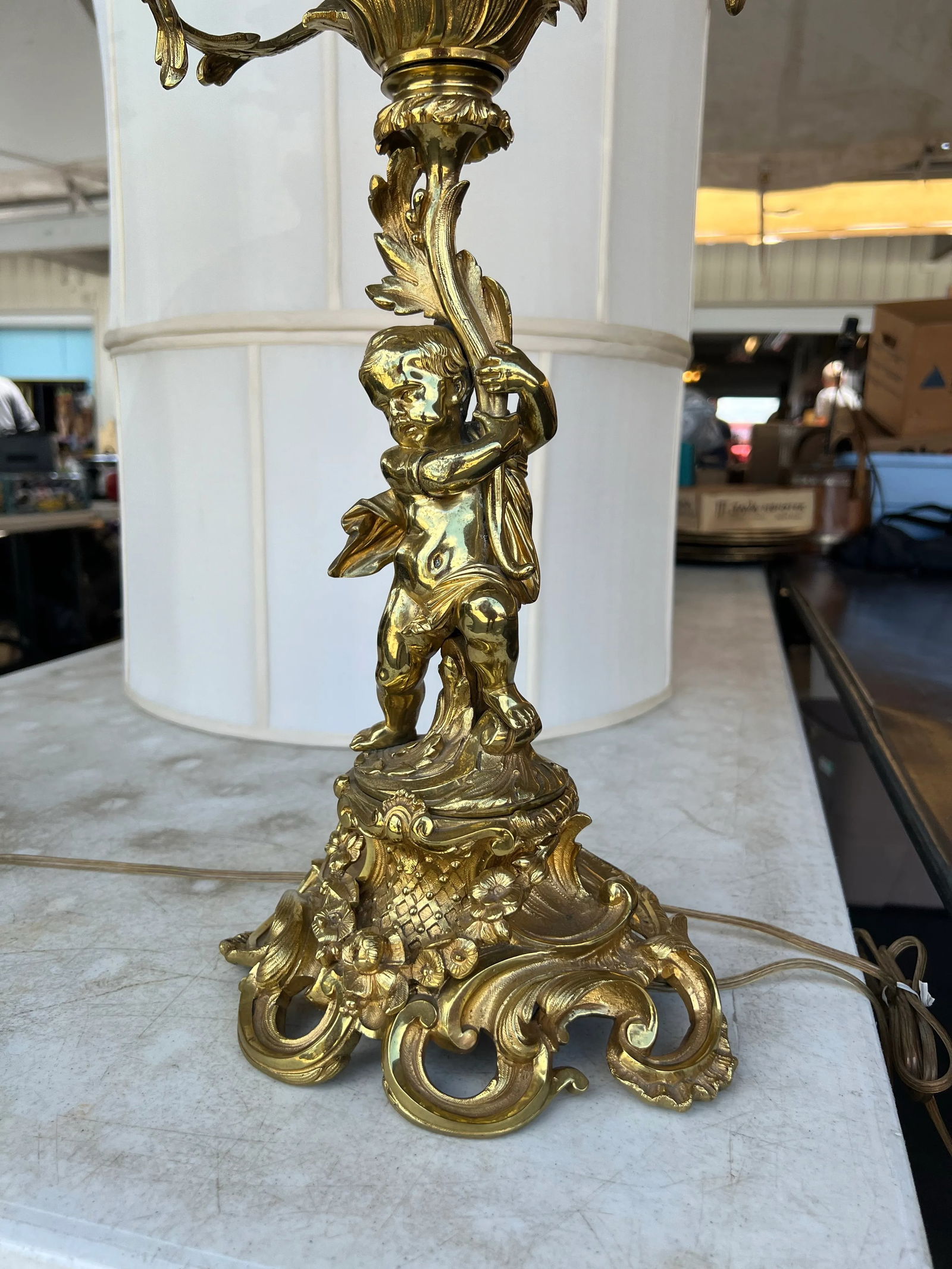 Pair of Mid 20th Century French Gilt Bronze Figural Candelabra - 5