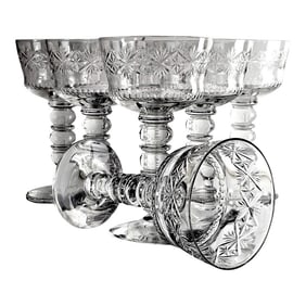 Bryce Diamond Wreath Cut Crystal Champagne Sherbert Glasses